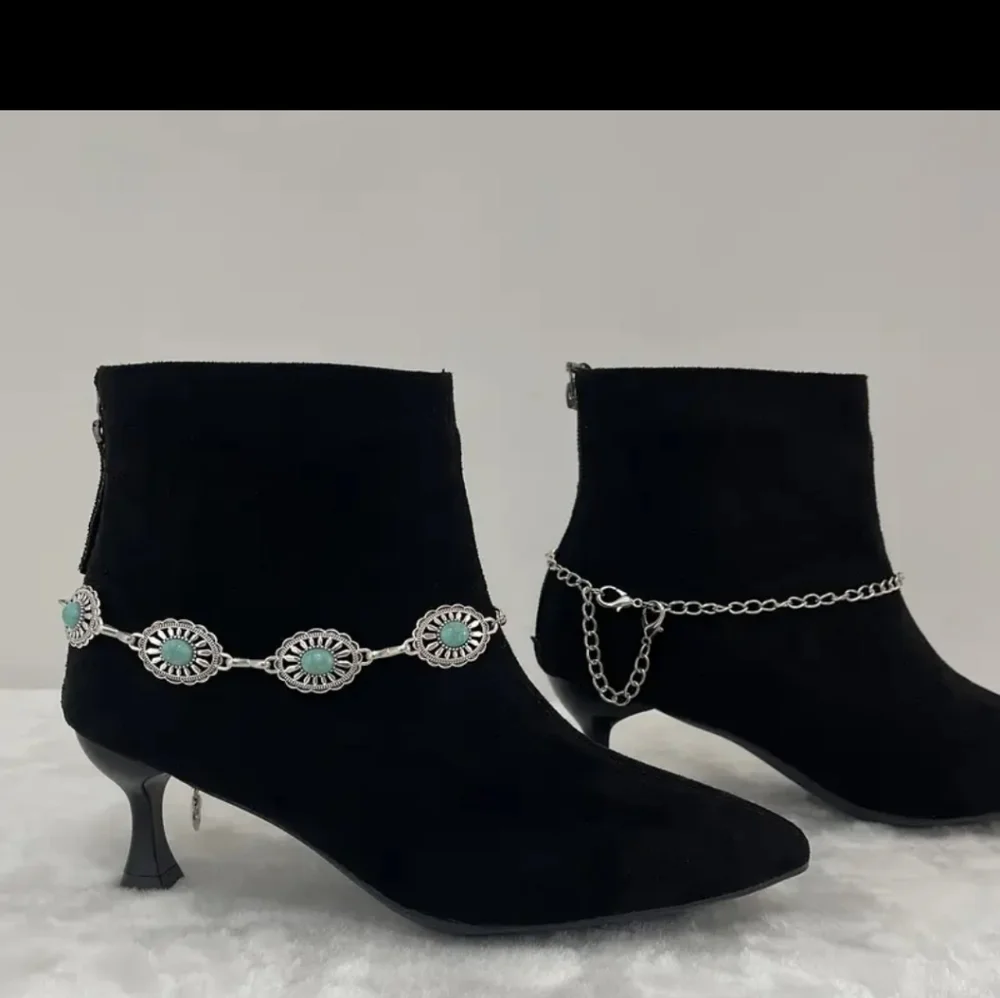 🆕️🤠 SILVER-TONE FAUX TURQUOISE WESTERN BOOT CHAINS🤠 - Picture 5 of 6